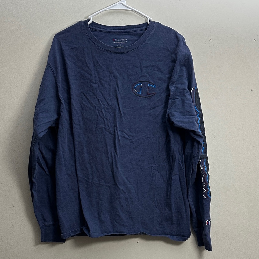 Champion Navy Long Sleeve Men's Tee